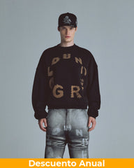 Hoodie Men Undergold Echoes Tremor Crewneck Boxy Fit Black Hoodie