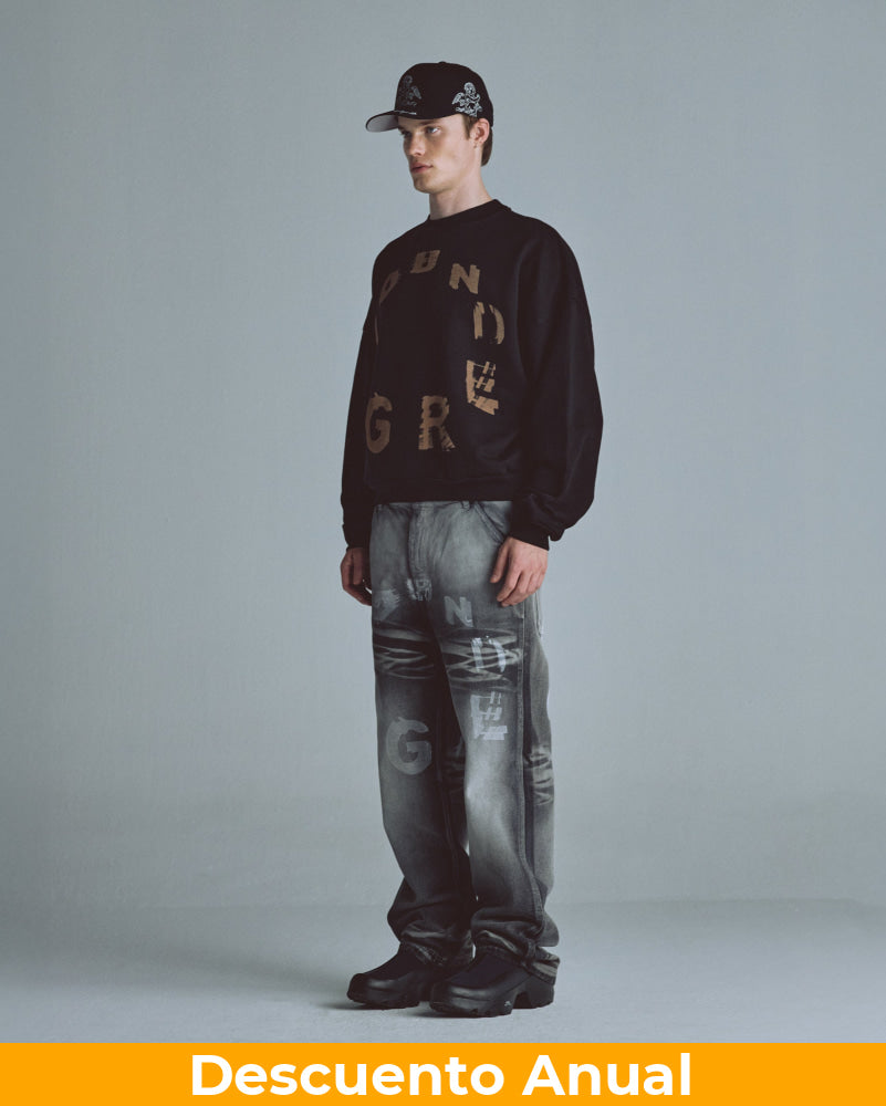 Hoodie Men Undergold Echoes Tremor Crewneck Boxy Fit Black Hoodie