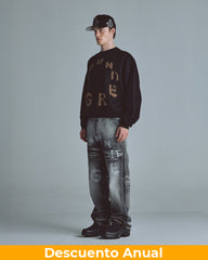 Hoodie Men Undergold Echoes Tremor Crewneck Boxy Fit Black Hoodie