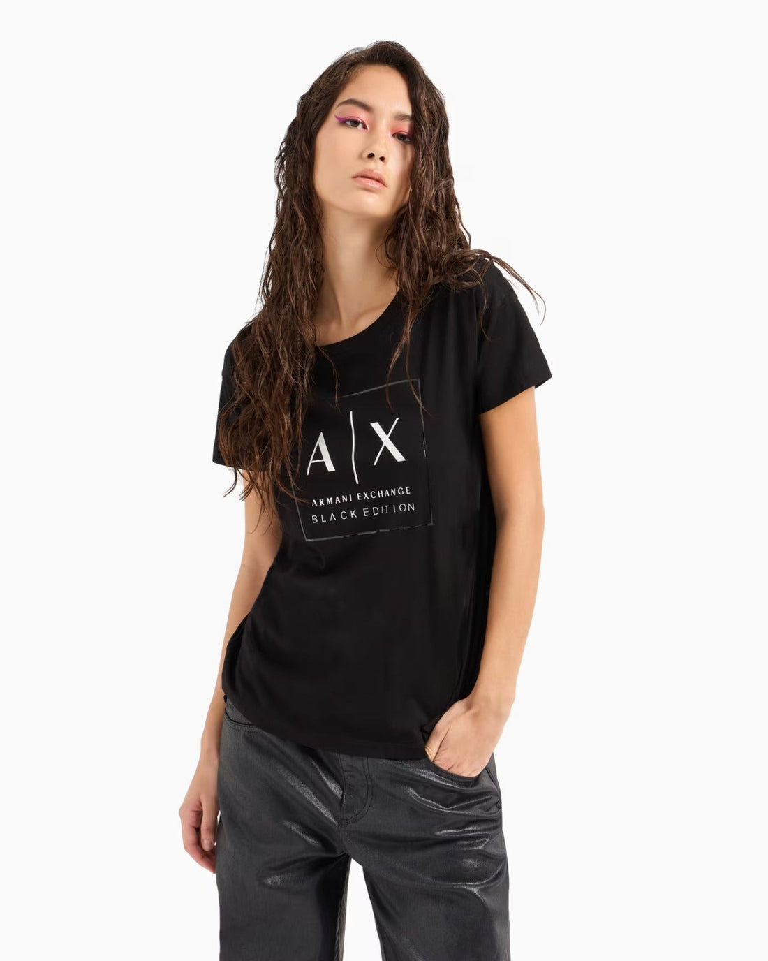 T-Shirt Women Black Armani Exchange Camiseta