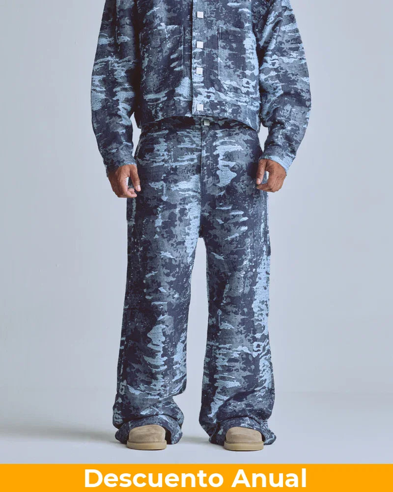 Jean Men Undergold Capsule Jacquard Wide Cammo Blue Jeans