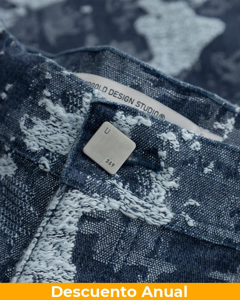 Jean Men Undergold Capsule Jacquard Wide Cammo Blue Jeans