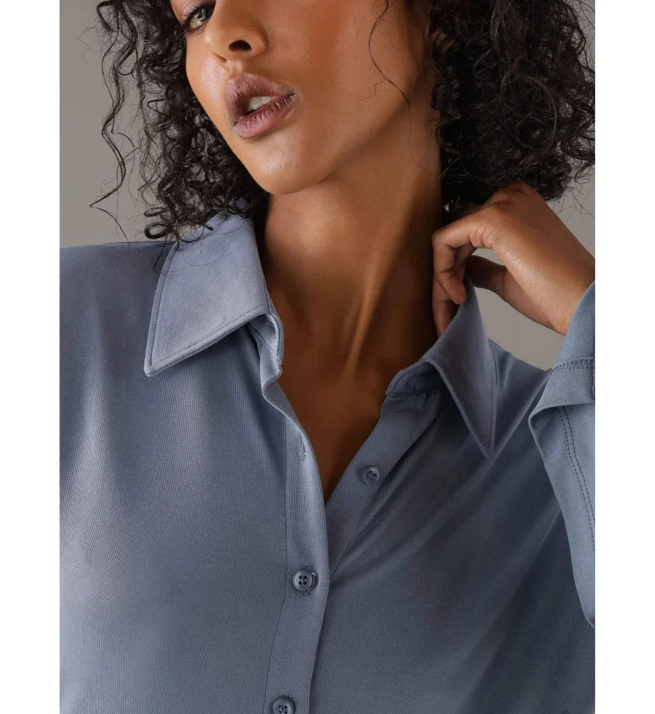 Long Sleeve Shirt Calvin Klein Women Blue Camiseta