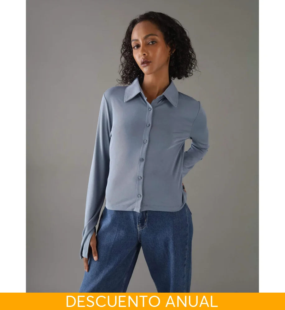 Long Sleeve Shirt Calvin Klein Women Blue Camiseta