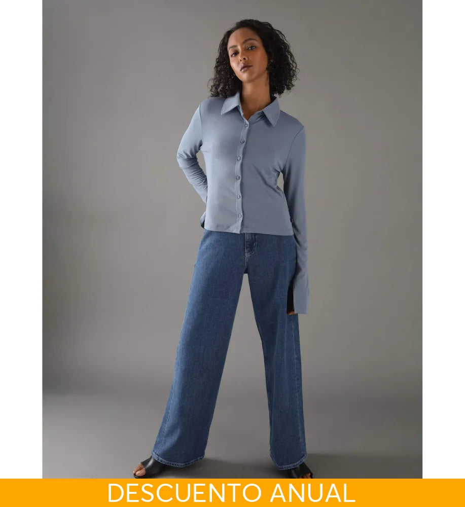 Long Sleeve Shirt Calvin Klein Women Blue Camiseta
