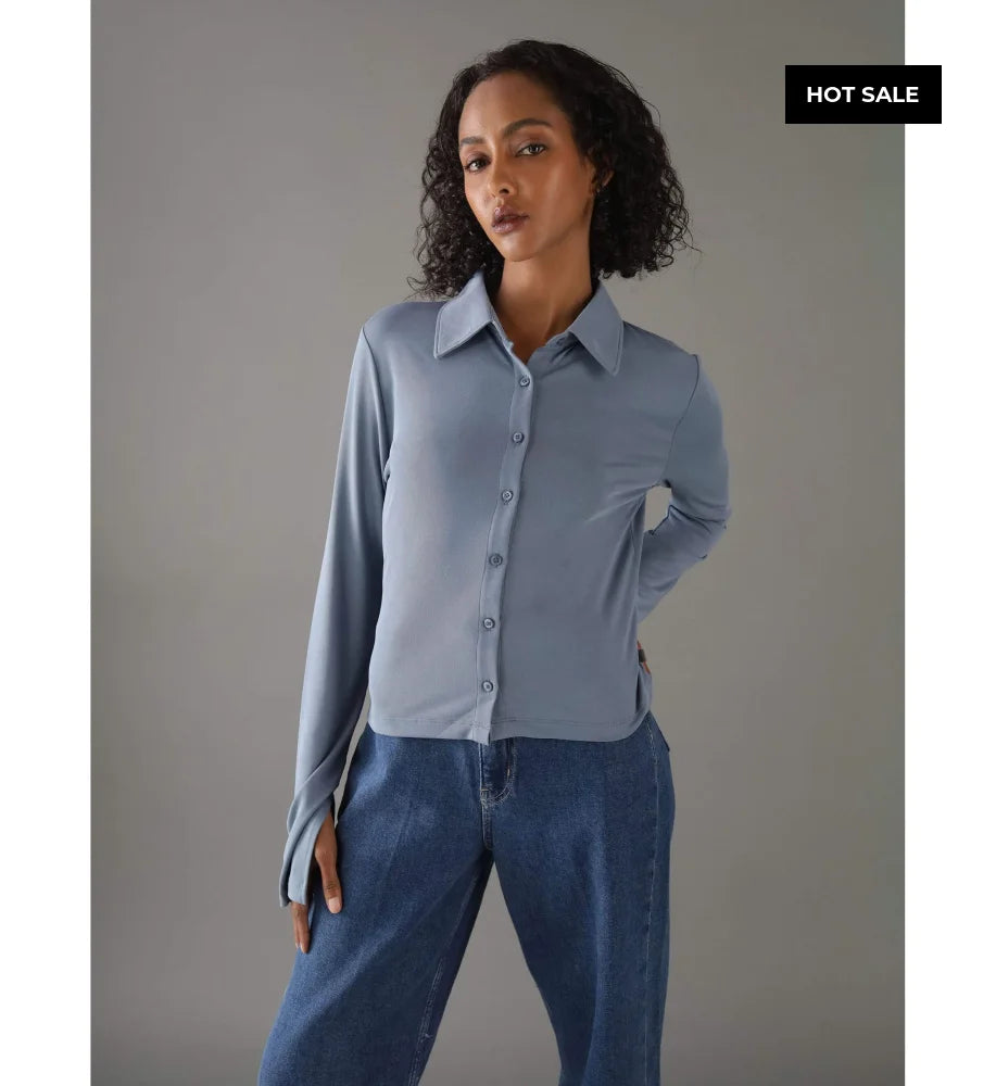 Long Sleeve Shirt Calvin Klein Women Blue Camiseta