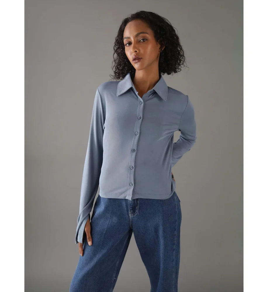 Long Sleeve Shirt Calvin Klein Women Blue Camiseta