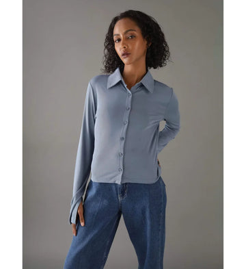 Long Sleeve Shirt Calvin Klein Women Blue Camiseta