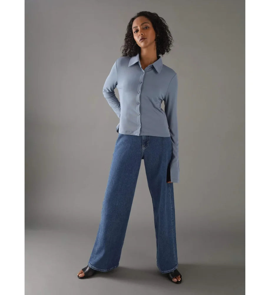 Long Sleeve Shirt Calvin Klein Women Blue Camiseta