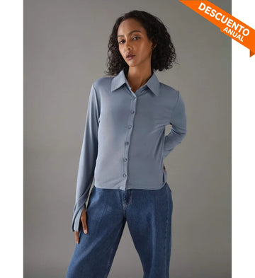 Long Sleeve Shirt Calvin Klein Women Blue Camiseta