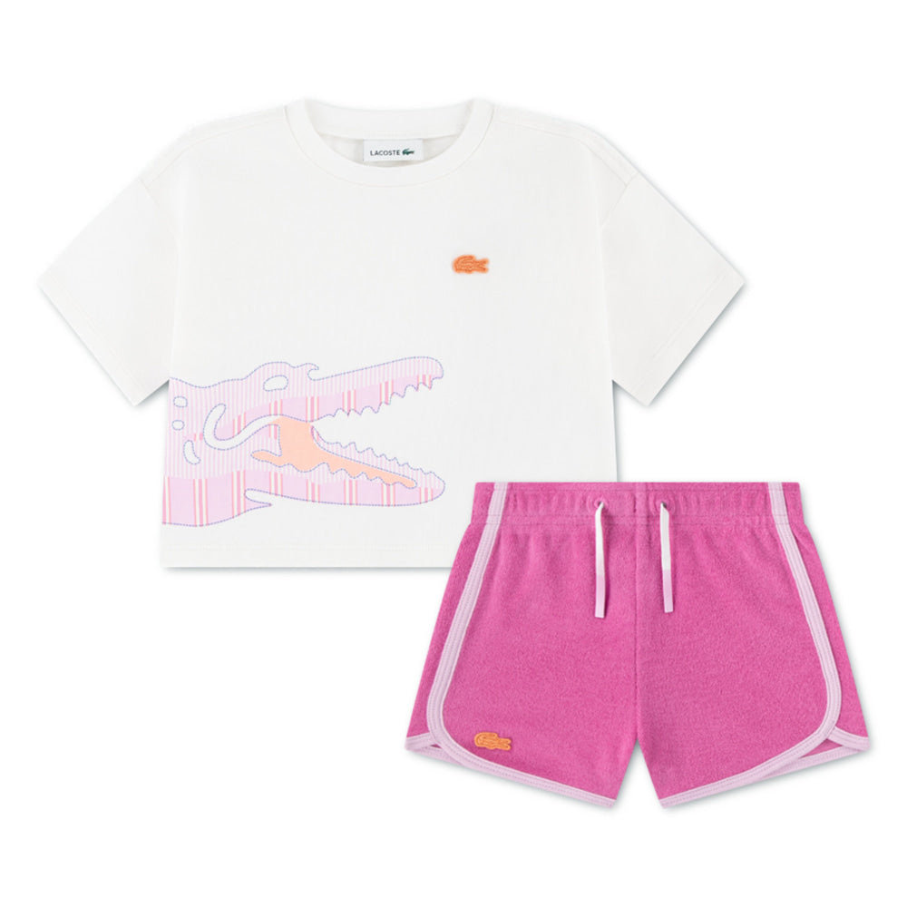 Set Conjunto De Short Little Kids Niña 2pzas Kids Lacoste - Conjunto Kids