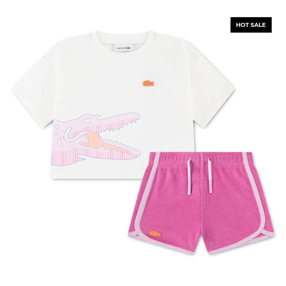 Set Conjunto De Short Little Kids Niña 2pzas Kids Lacoste - Conjunto Kids