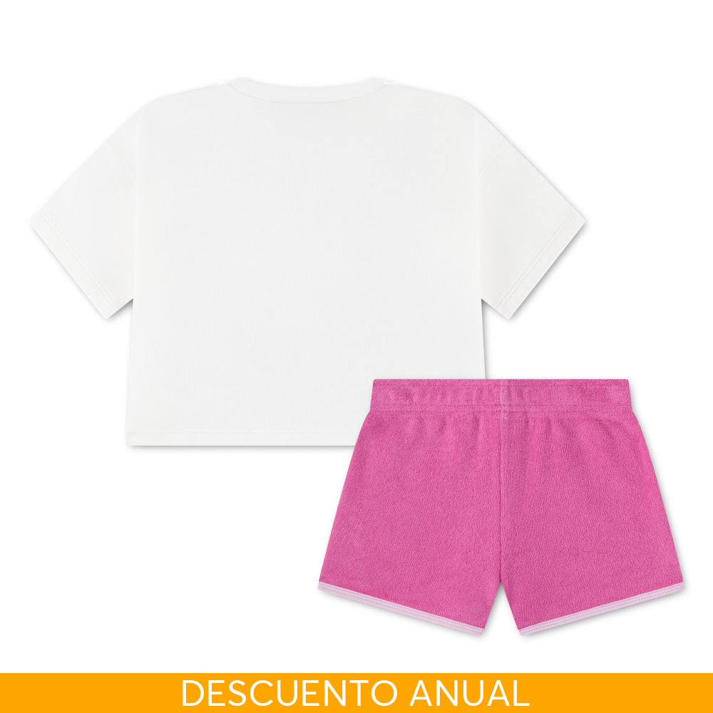 Set Conjunto De Short Little Kids Niña 2pzas Kids Lacoste - Conjunto Kids