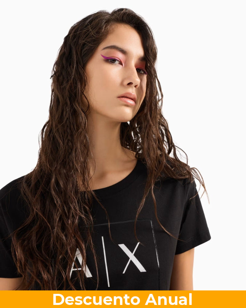 T-Shirt Women Black Armani Exchange Camiseta