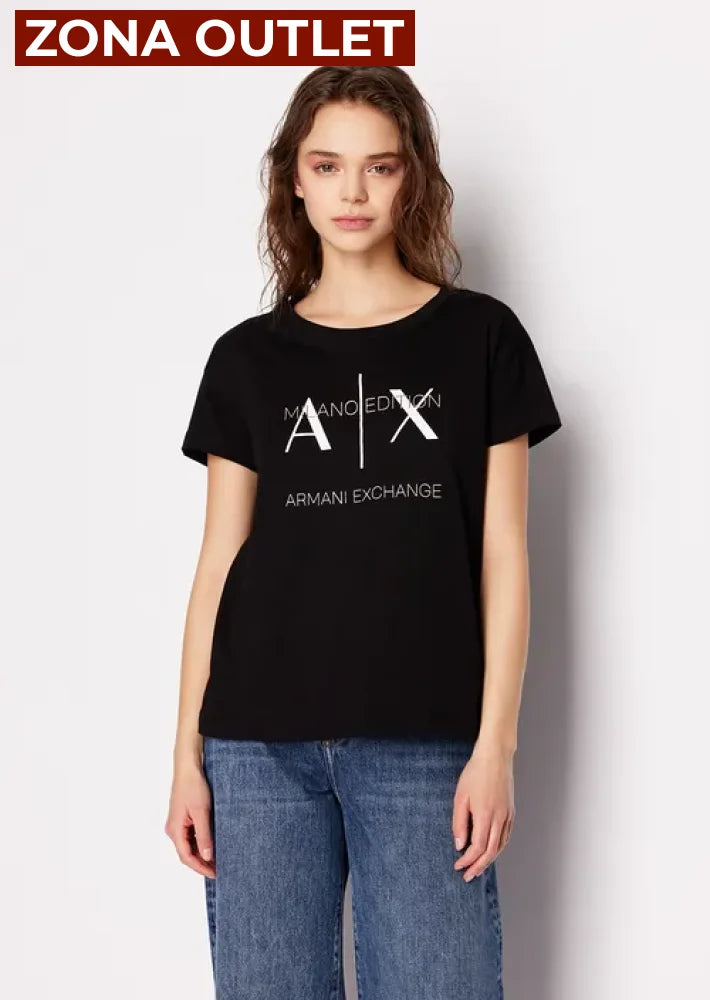 T-Shirt Women Black Armani Exchange Camiseta