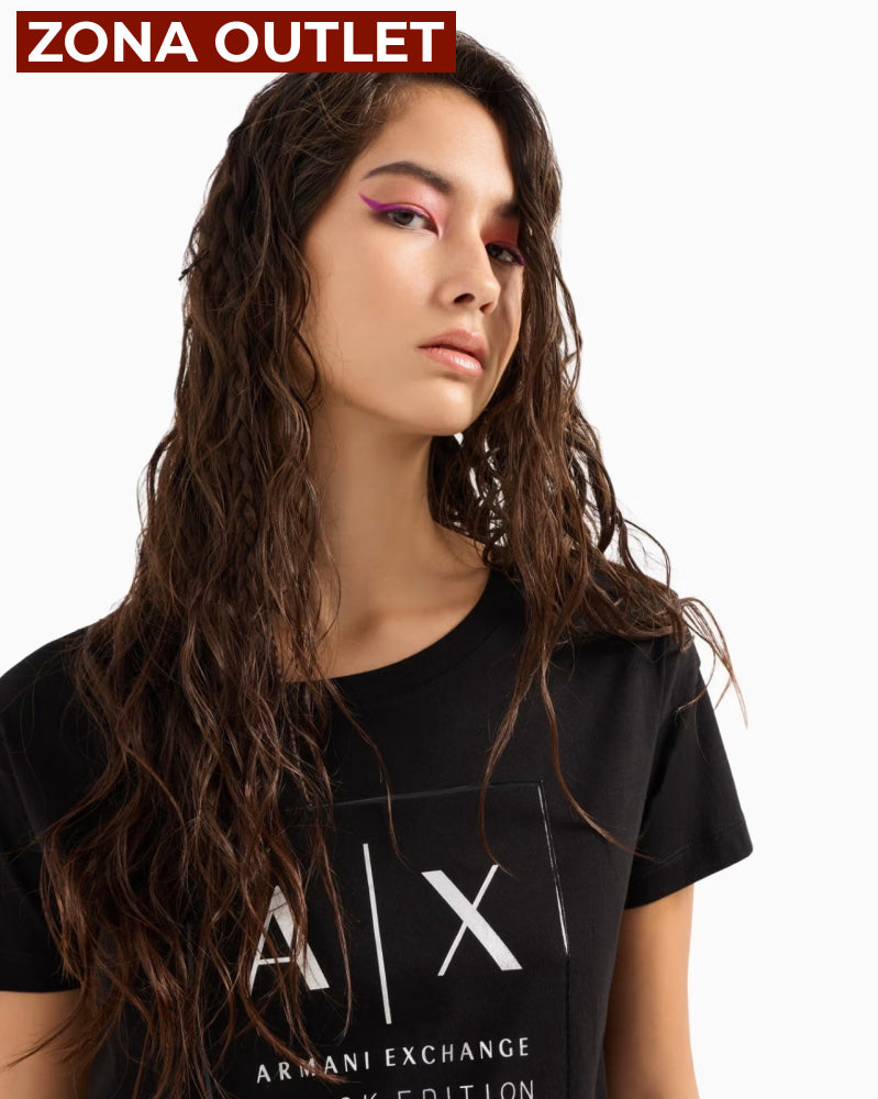T-Shirt Women Black Armani Exchange Camiseta