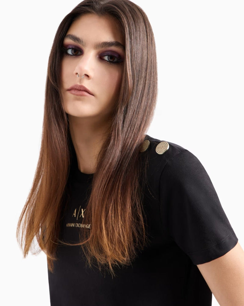 T-Shirt Women Black Armani Exchange Camiseta