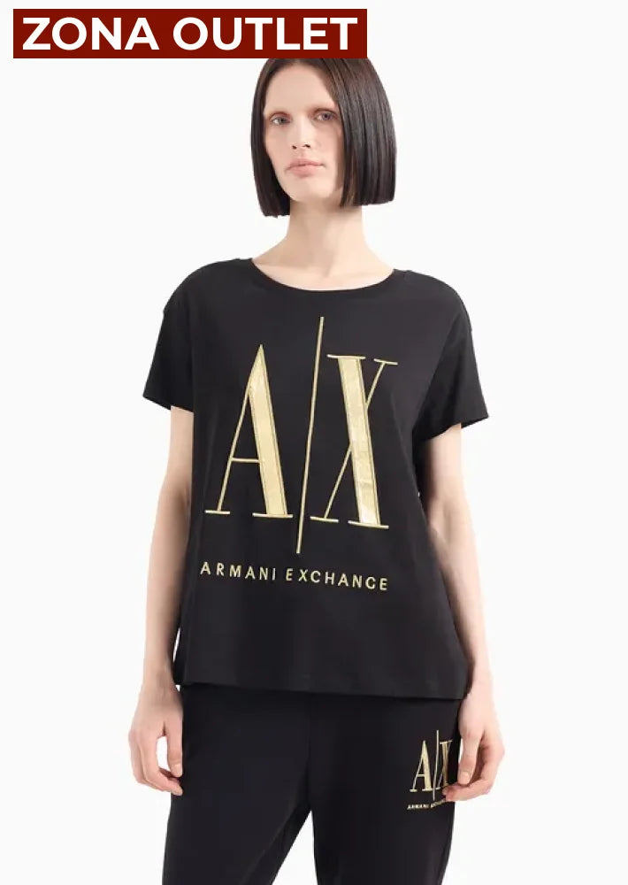 T-Shirt Women Black Armani Exchange Camiseta
