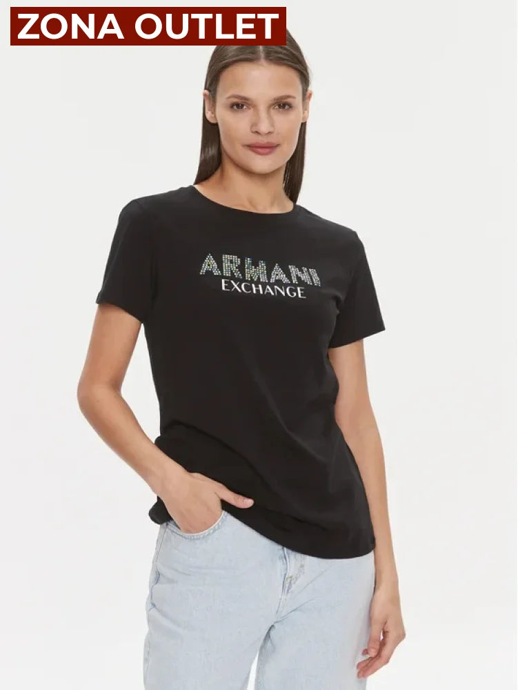 T-Shirt Women Black Armani Exchange Camiseta