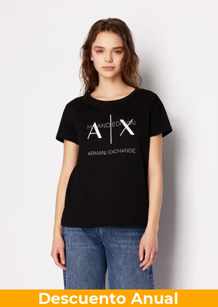 T-Shirt Women Black Armani Exchange Camiseta