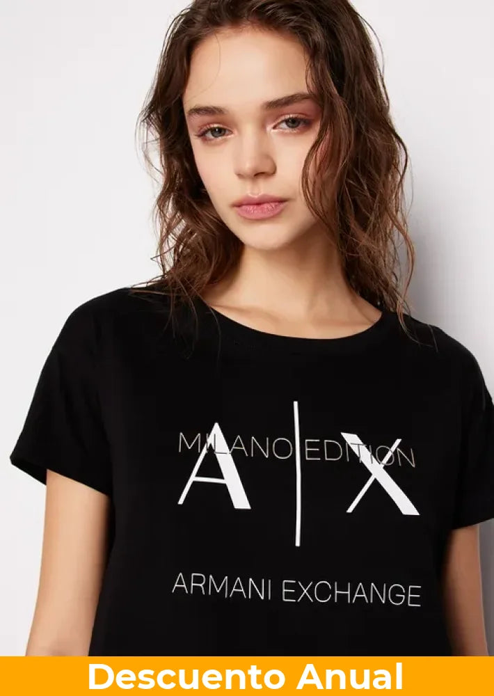 T-Shirt Women Black Armani Exchange Camiseta