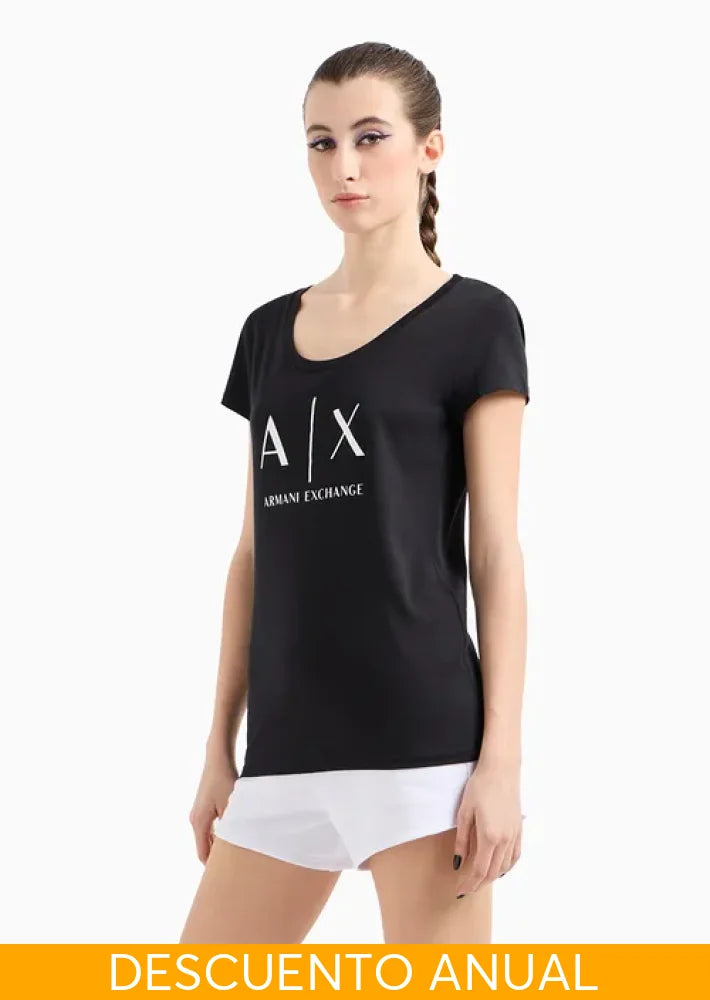 T-Shirt Women Black Armani Exchange Camiseta
