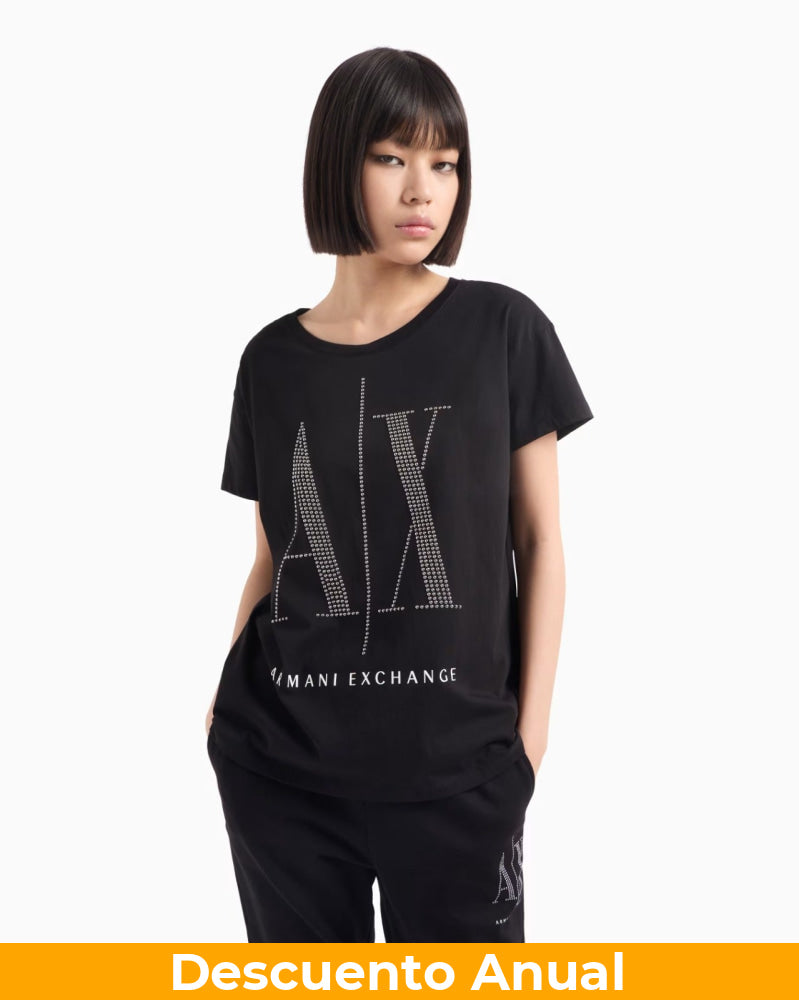 T-Shirt Women Black Armani Exchange Camiseta