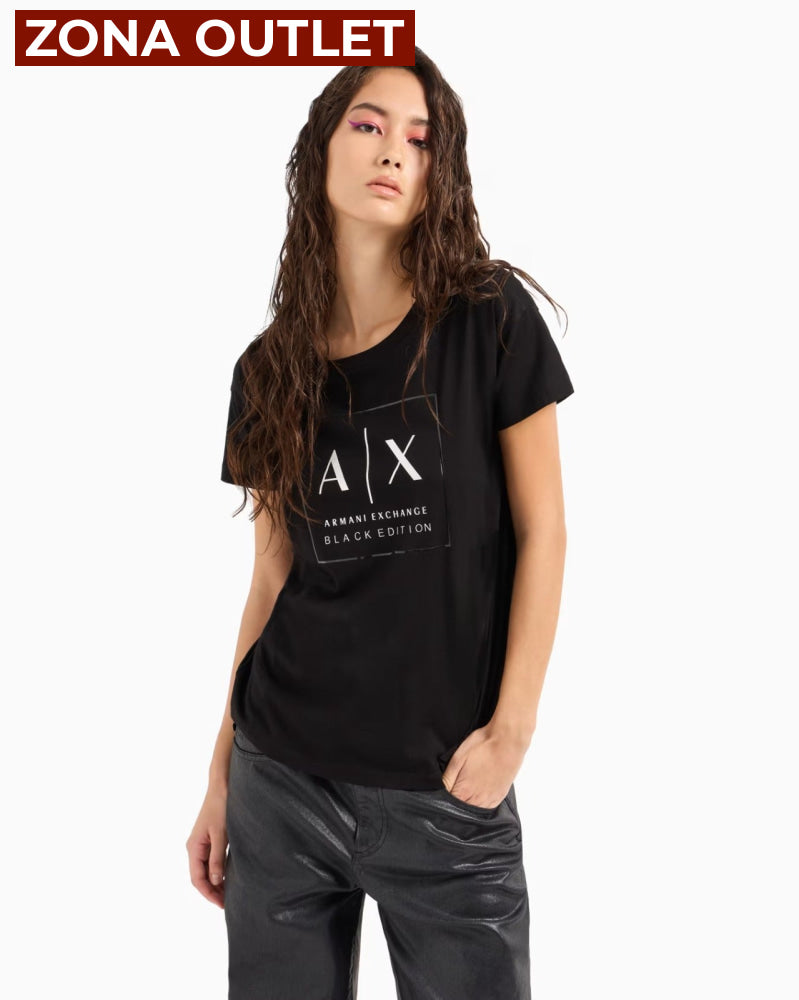 T-Shirt Women Black Armani Exchange Camiseta