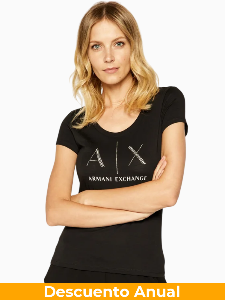 T-Shirt Women Black Armani Exchange Camiseta