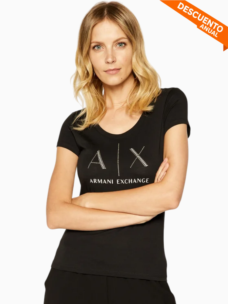 T-Shirt Women Black Armani Exchange Camiseta