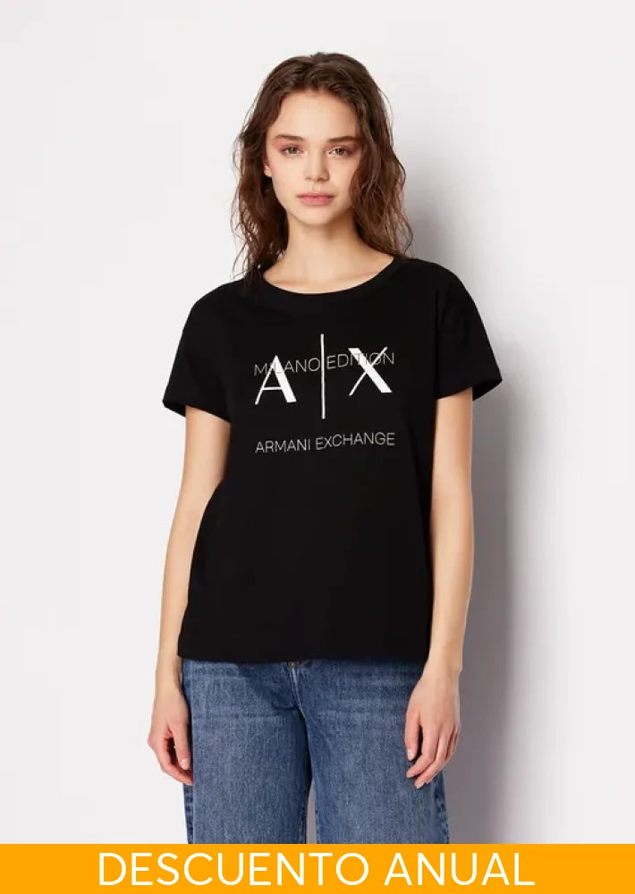 T-Shirt Women Black Armani Exchange Camiseta