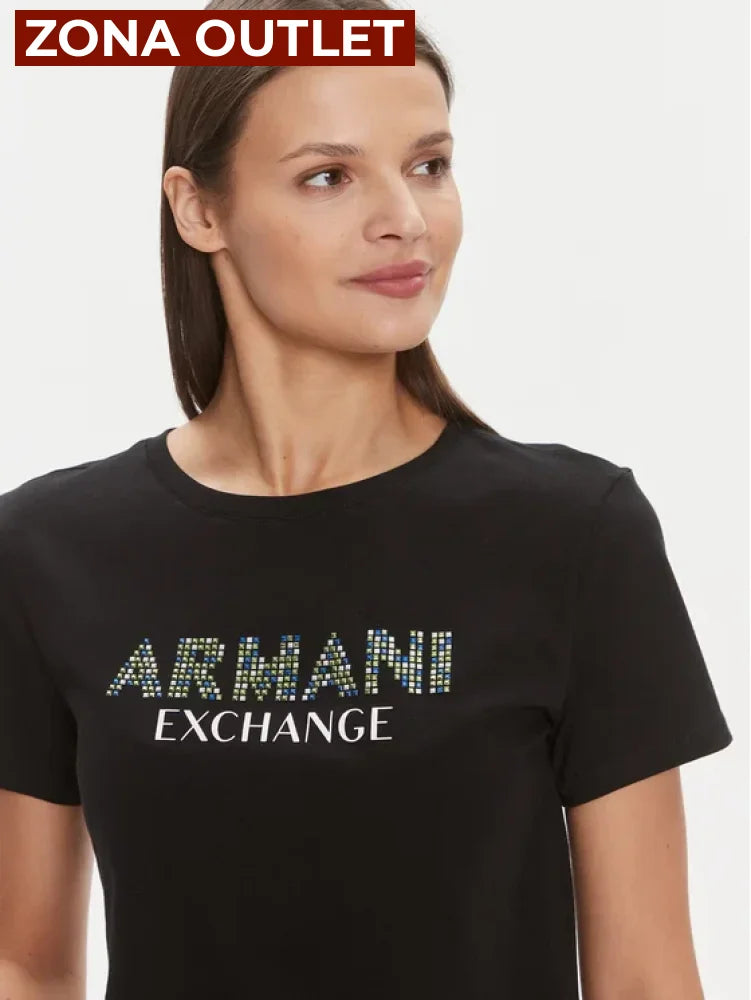 T-Shirt Women Black Armani Exchange Camiseta
