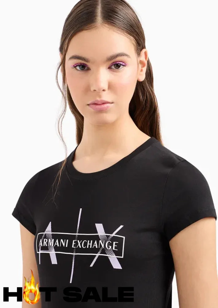 T-Shirt Women Black Armani Exchange Camiseta