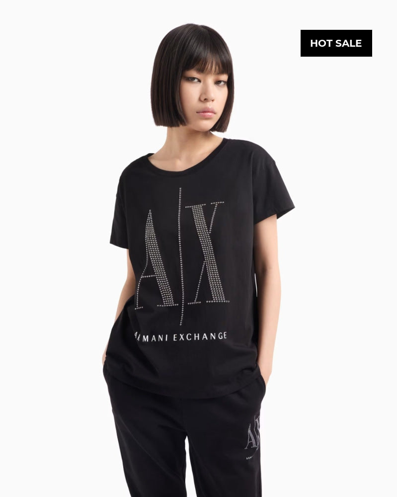 T-Shirt Women Black Armani Exchange Camiseta
