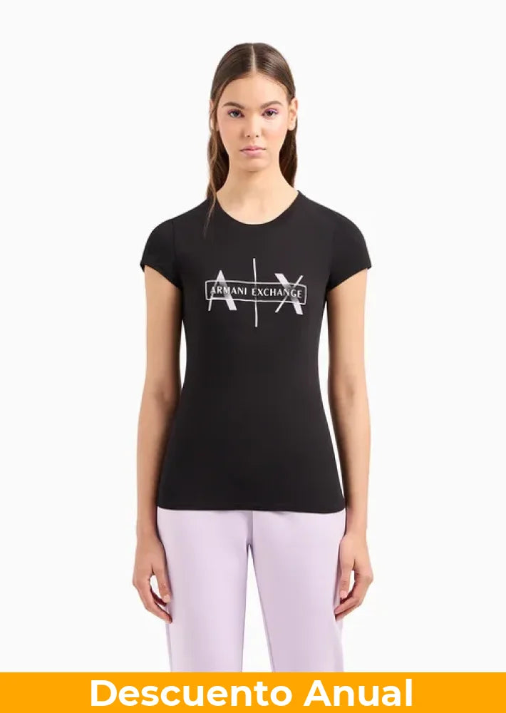 T-Shirt Women Black Armani Exchange Camiseta