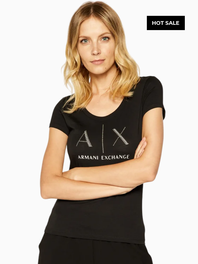T-Shirt Women Black Armani Exchange Camiseta