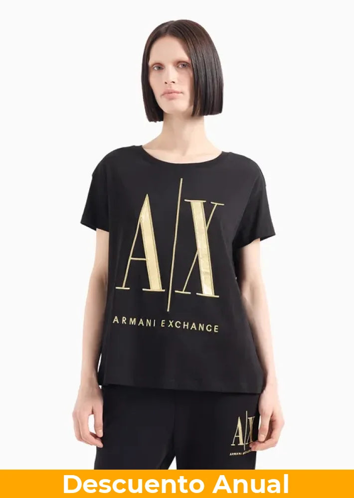 T-Shirt Women Black Armani Exchange Camiseta