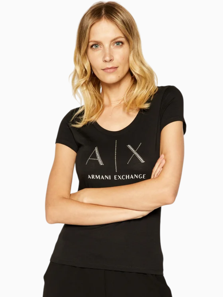 T-Shirt Women Black Armani Exchange Camiseta