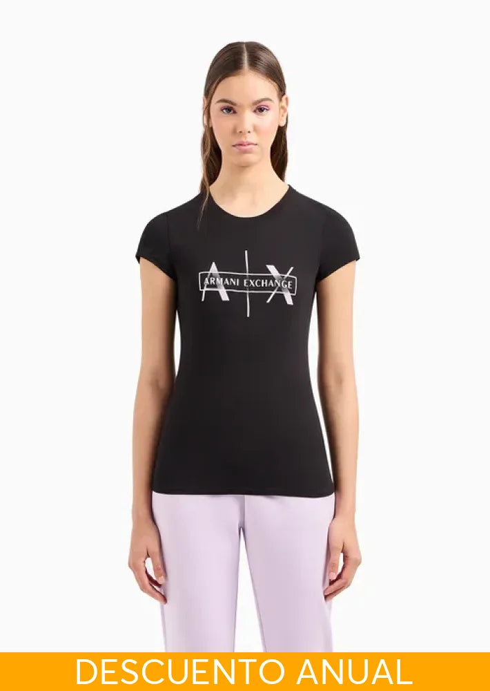 T-Shirt Women Black Armani Exchange Camiseta