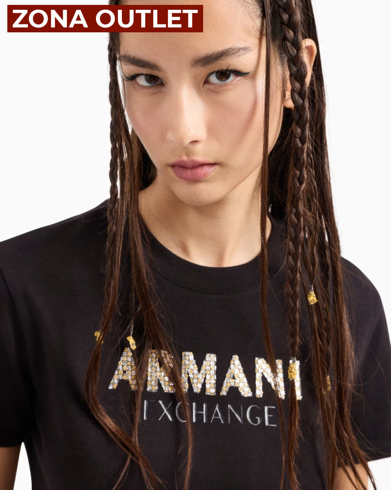 T-Shirt Women Black Armani Exchange Camiseta