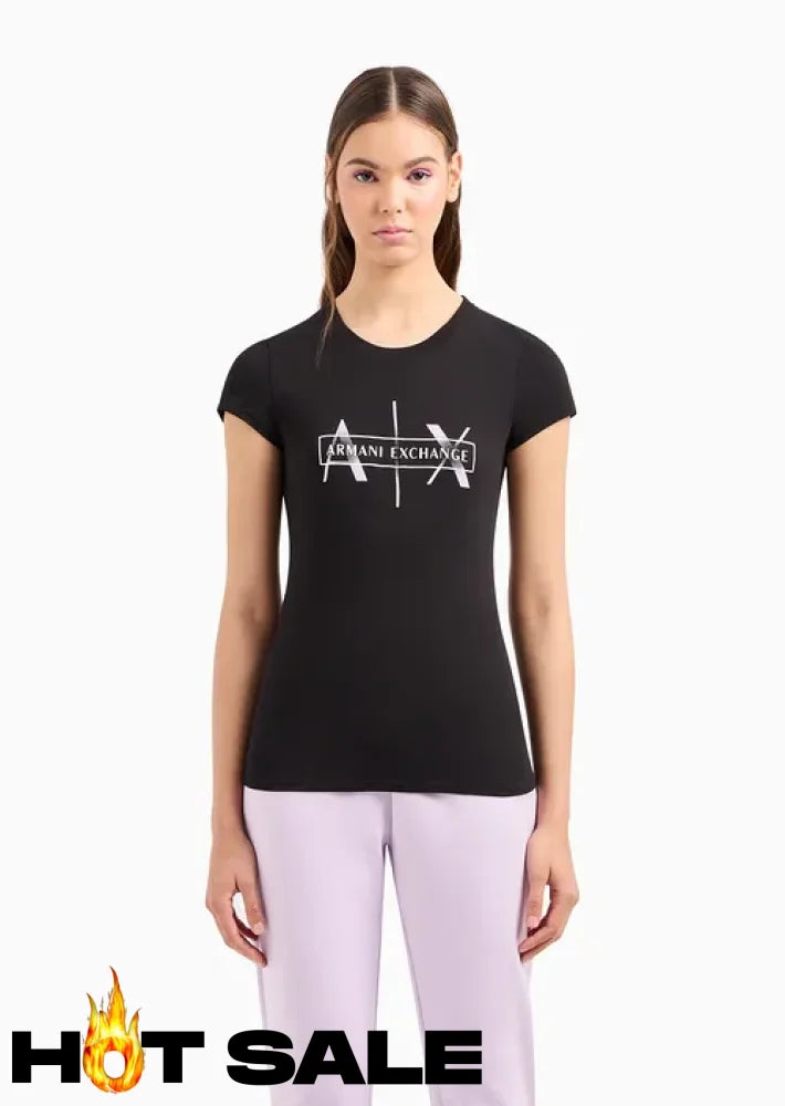 T-Shirt Women Black Armani Exchange Camiseta