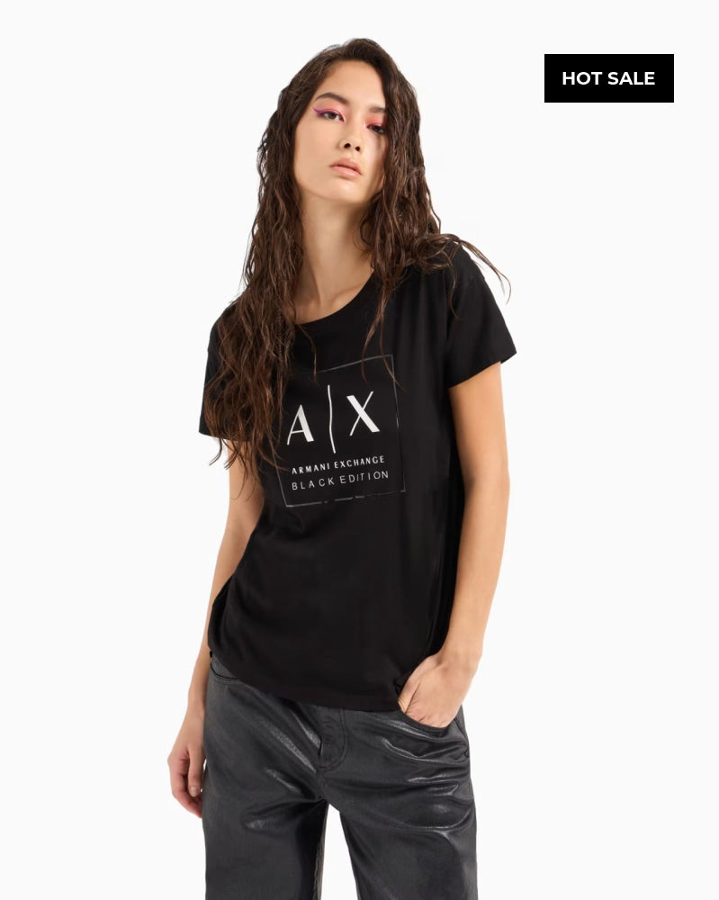 T-Shirt Women Black Armani Exchange Camiseta