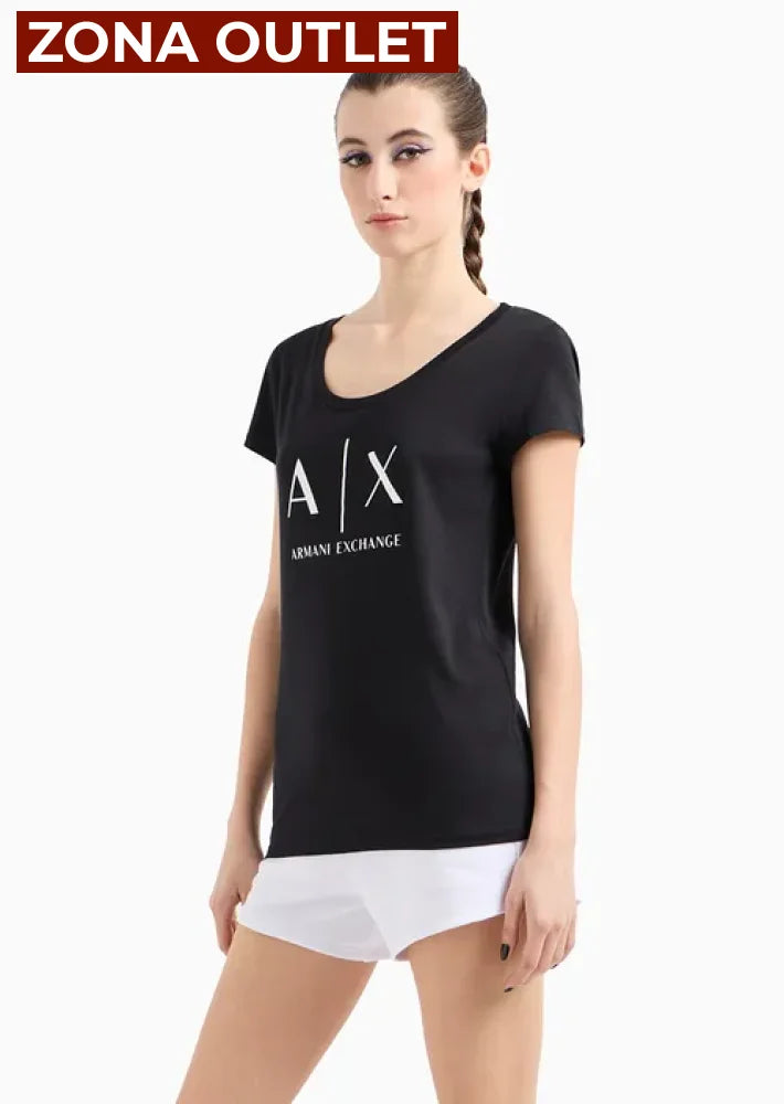 T-Shirt Women Black Armani Exchange Camiseta