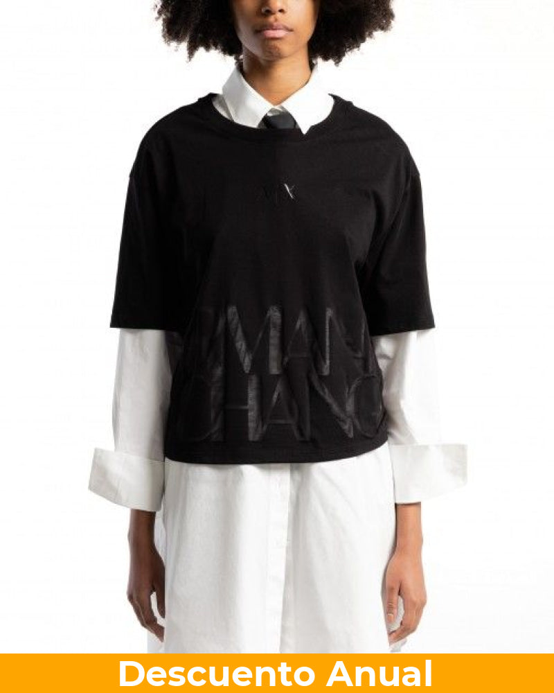 T-Shirt Women Black Armani Exchange Camiseta