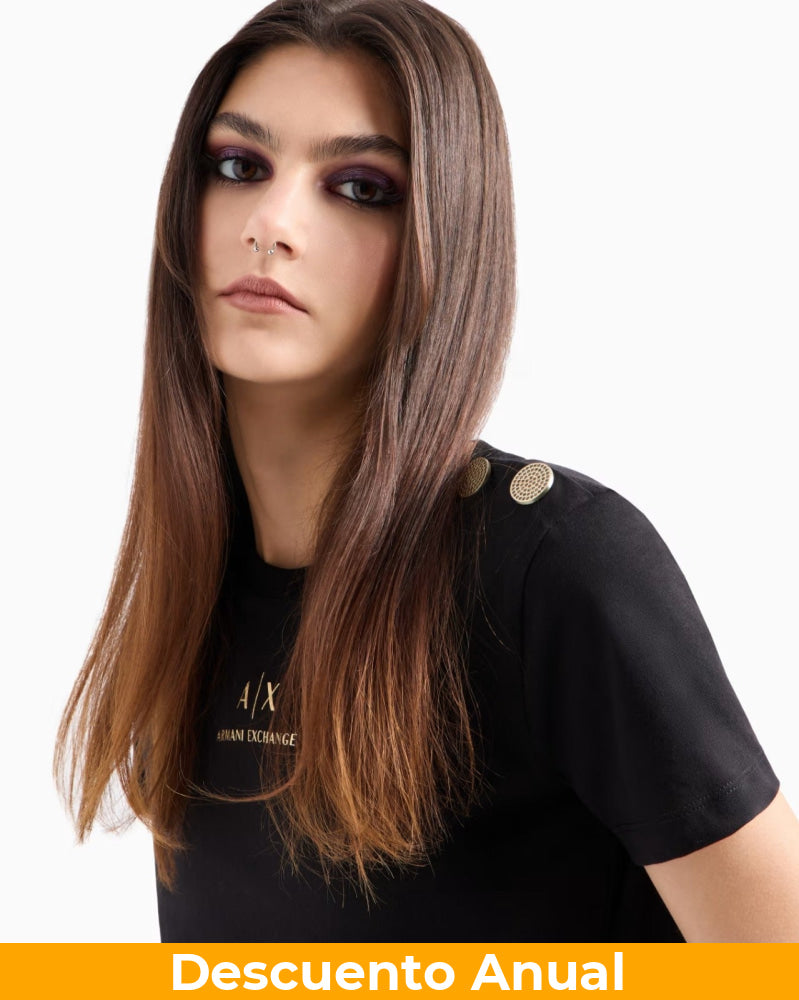 T-Shirt Women Black Armani Exchange Camiseta