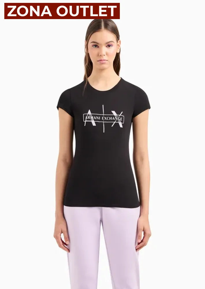 T-Shirt Women Black Armani Exchange Camiseta