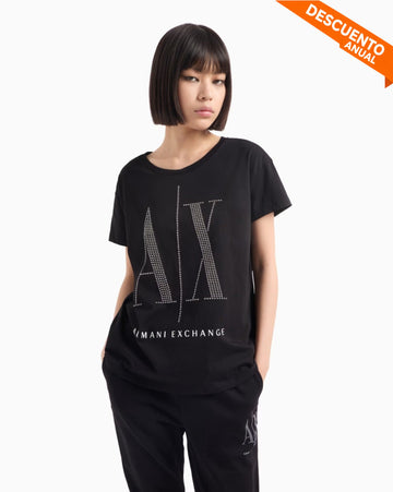 T-Shirt Women Black Armani Exchange Camiseta