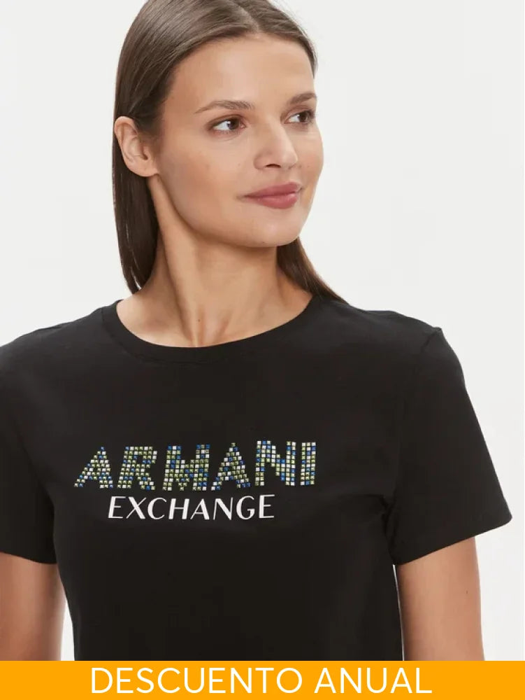 T-Shirt Women Black Armani Exchange Camiseta
