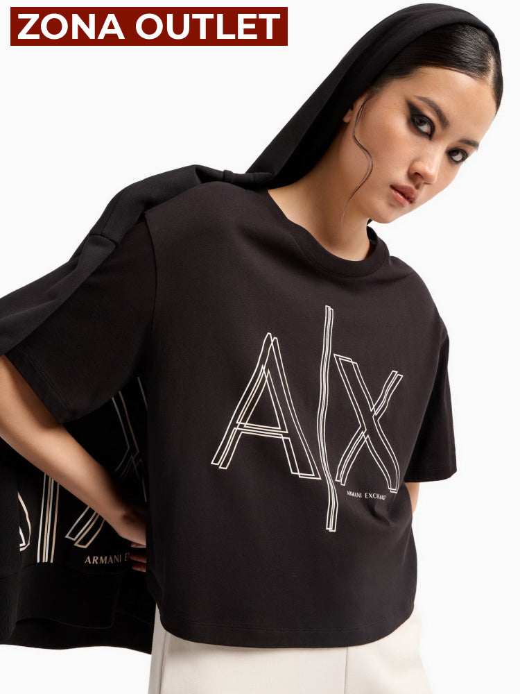 T-Shirt Women Black Armani Exchange L Camiseta
