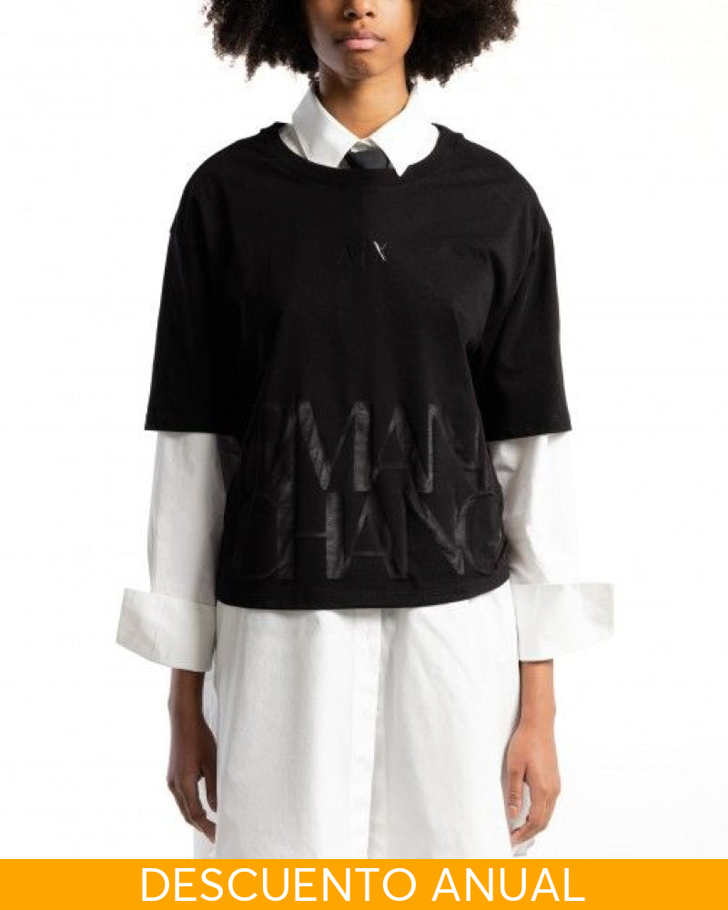 T-Shirt Women Black Armani Exchange Camiseta